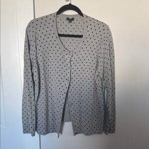 Talbots Gray Polka Dot Cardigan